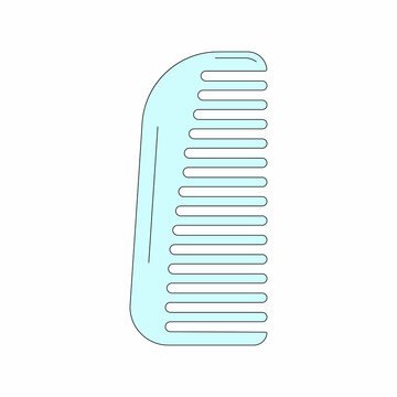 recommend clip art: Plastic comb in cartoon style. Vector illustration isolated on white. Hairbrush for barbershop website