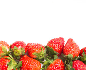 fresh appetizing strawberries on white background with a place for inscription