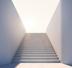 Obraz premium Stair step to the light.Concept for achievment or goals.3d rendering