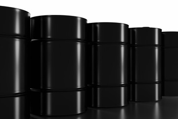 Black glossy oil barrel, 3D rendering