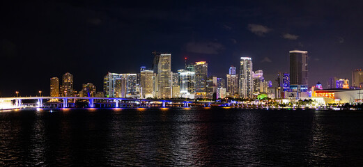 Skyline of Miami Downtown by night - travel photography
