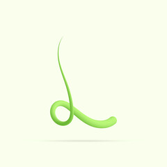 L letter made with green plant. Vector hand draw natural font for ecology logo, herbal elements, green concepts design etc.