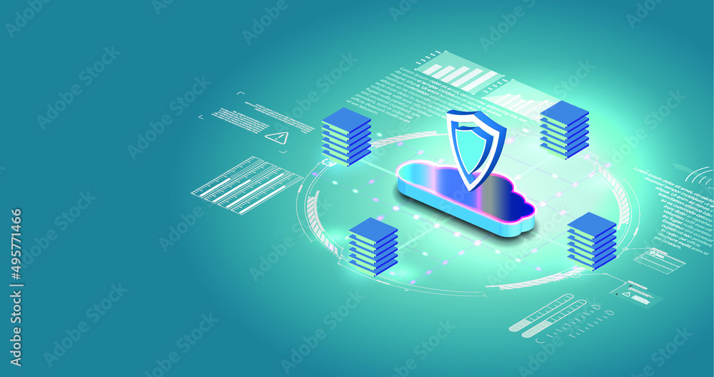 Poster cloud storage. a digital service or application that transfers data a server or hosting service netw