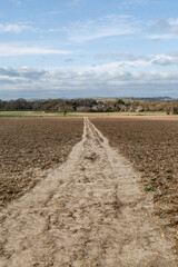 A pathway over fields in the Sussex countryside