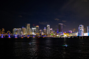 Fototapeta na wymiar Skyline of Miami Downtown by night - travel photography