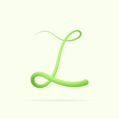Z letter made with green plant. Vector hand draw natural font for ecology logo, herbal elements, green concepts design etc.