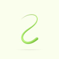 2 number made with green plant. Vector hand draw natural font for ecology logo, herbal elements, green concepts design etc.