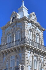 NW corner turret-double balcony-pyramidal finial-Revivalist style mansion-Old Town area. Faro-Portugal-155 © rweisswald