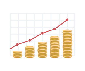 Financial chart with stacked coins. Concept of financial growth, investments, rising prices etc.