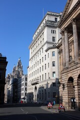 Fototapeta na wymiar Water Street, Liverpool, towards the Royal Liver Building.