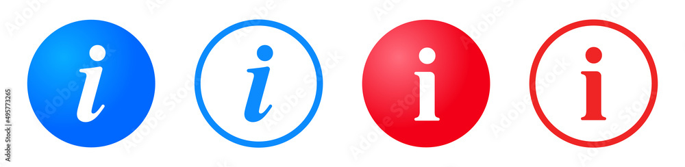 Fototapete Black info point icon set. i icon symbol. Help and hint symbol. FAQ and detail symbol.  Information icon collection. Info button. Info symbol minimal and flat style. Stock vector.