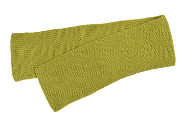Knitted scarf in green color isolated on white background
