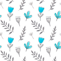 watercolor easter patterns with flowers bunnies and eggs