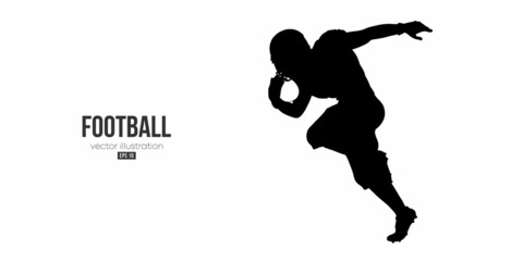 Abstract silhouette of a NFL american football player man in action isolated white background. Vector illustration
