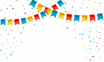 Carnival garland with flags. Decorative colorful party pennants for birthday celebration