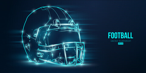 Abstract silhouette of a NFL american football helmet man in action isolated blue background. Vector illustration