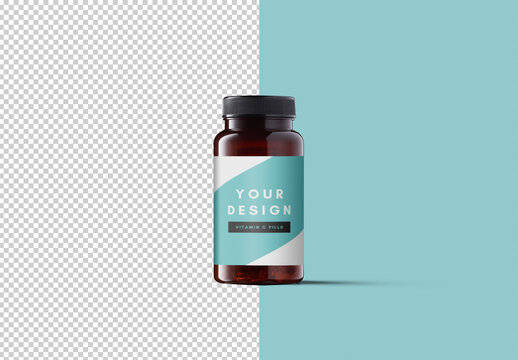 Pill Bottle Mockup with Transparent Background