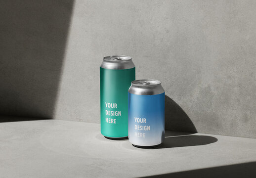 Two Aluminium Can Mockup 44 and 33 Cl