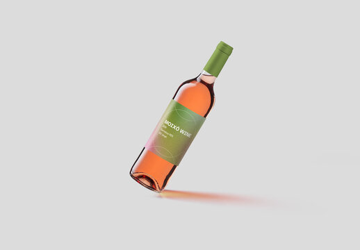 Rose Wine Mockup in Balance with Transparent Background