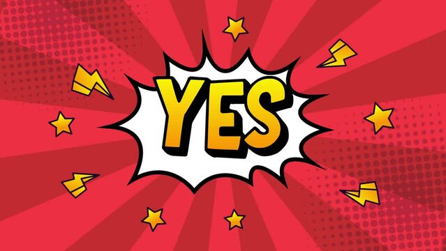 YES Cartoon Comic Bubbles animation - Popup Style Expressions with Smoke effect. pop art background