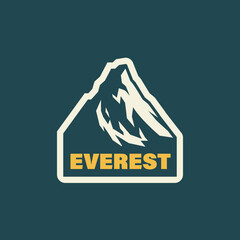 Mountain Everest logo. Hill sticker illustration. Rock Vector design - obrazy, fototapety, plakaty