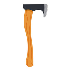 Hand drawn metal ax with handle made of wood.Tool for woodworking or lumberjack.Isolated on white background. Vector flat illustration.