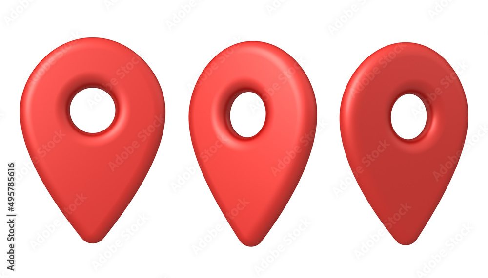 Aufkleber Red map pin location pointer isolated on white background 3D rendering