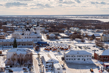 Fototapeta premium The lower town of the city of Tobolsk
