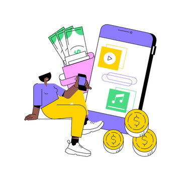App monetization abstract concept vector illustration. Mobile app advertisement, app download promotion methods, mobile users attraction, startup launch, marketplace position abstract metaphor.