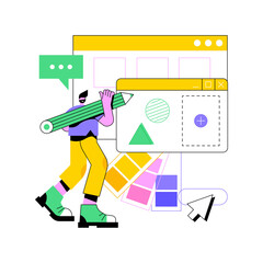 Typography abstract concept vector illustration. Web design company, page headline, text size, body copy, read online, frontend development, CSS, screen resolution, browser abstract metaphor.