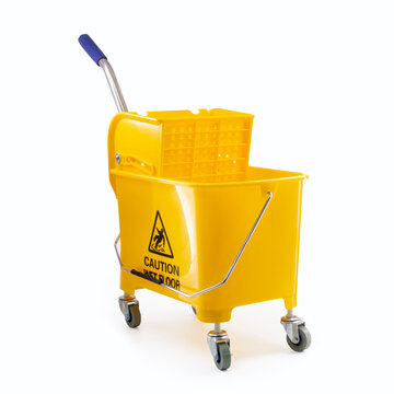 Cubo Pl&aacute;stico amarillo con exprimidor