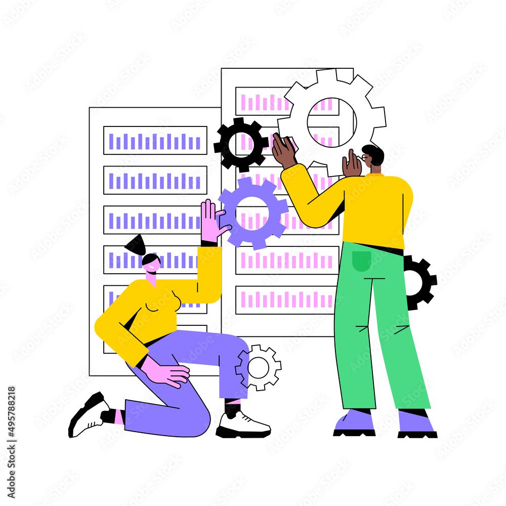 Poster big data job abstract concept vector illustration. database developers, careers in big data, talente