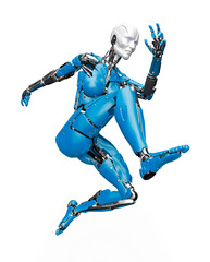 amazing robot is jumping in action