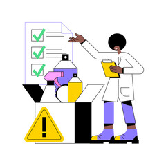 product safety abstract concept vector illustration. Safety commission and regulation, product testing and certification, quality control process, hazardous material, compliance abstract metaphor.