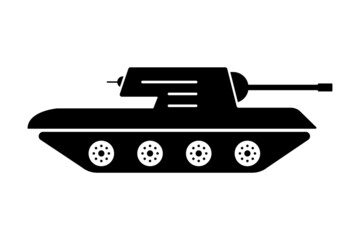 Military Tank Silhouette Icon. Panzer Vehicle Force Pictogram. Tank Army Black Symbol. Armed Machine Weapon Icon. Army Transportation Logo. Defense War Ammunition. Isolated Vector Illustration