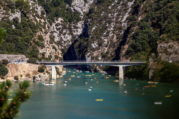 Verdon Canyon, bridge over the river in mountains