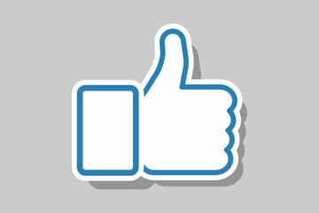 Icon thumb up. Thumb like social net. Button like for interent and social net. Symbol thumb up for web media. Vector