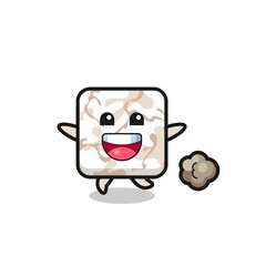 the happy ceramic tile cartoon with running pose