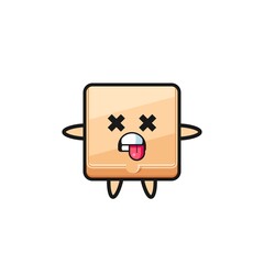 character of the cute pizza box with dead pose