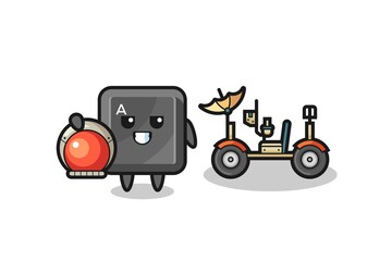 the cute keyboard button as astronaut with a lunar rover