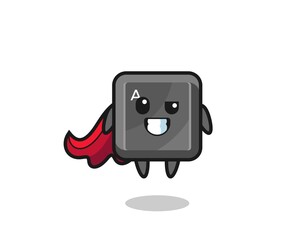 the cute keyboard button character as a flying superhero
