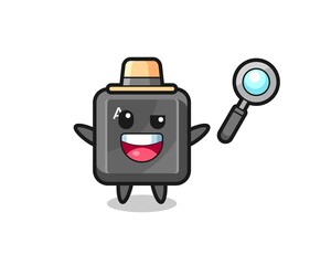 illustration of the keyboard button mascot as a detective who manages to solve a case