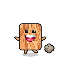 the happy plank wood cartoon with running pose