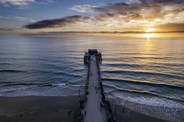 Scenic view of the pier at Newport Beach at sunset, California, USA