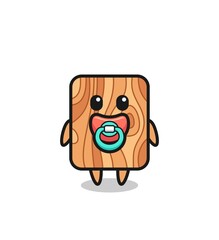 baby plank wood cartoon character with pacifier