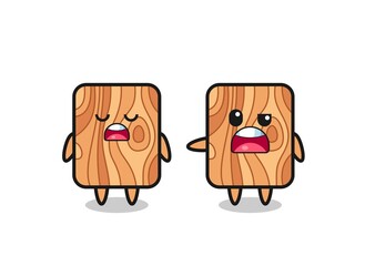 illustration of the argue between two cute plank wood characters