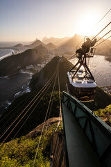 Beautiful sunset view from Sugar Loaf mountain to city landscape
