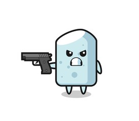 the cute chalk character shoot with a gun