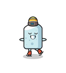 Fototapeta premium chalk cartoon as an ice skating player doing perform