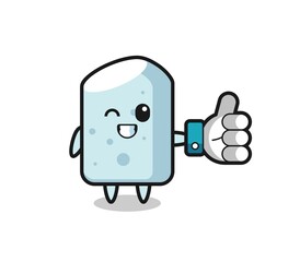 cute chalk with social media thumbs up symbol